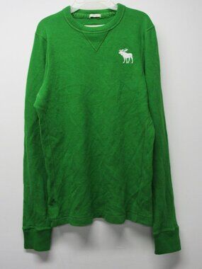 Y2K Abercrombie & Fitch Shirt Mens Size XL Green Muscle Fit Long Sleeve Thermal